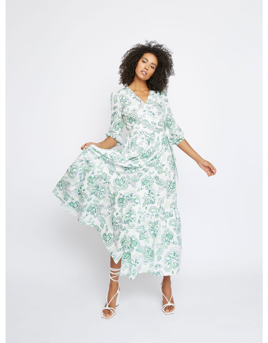 Glamorous Floral Leaf Cotton Maxi Dress