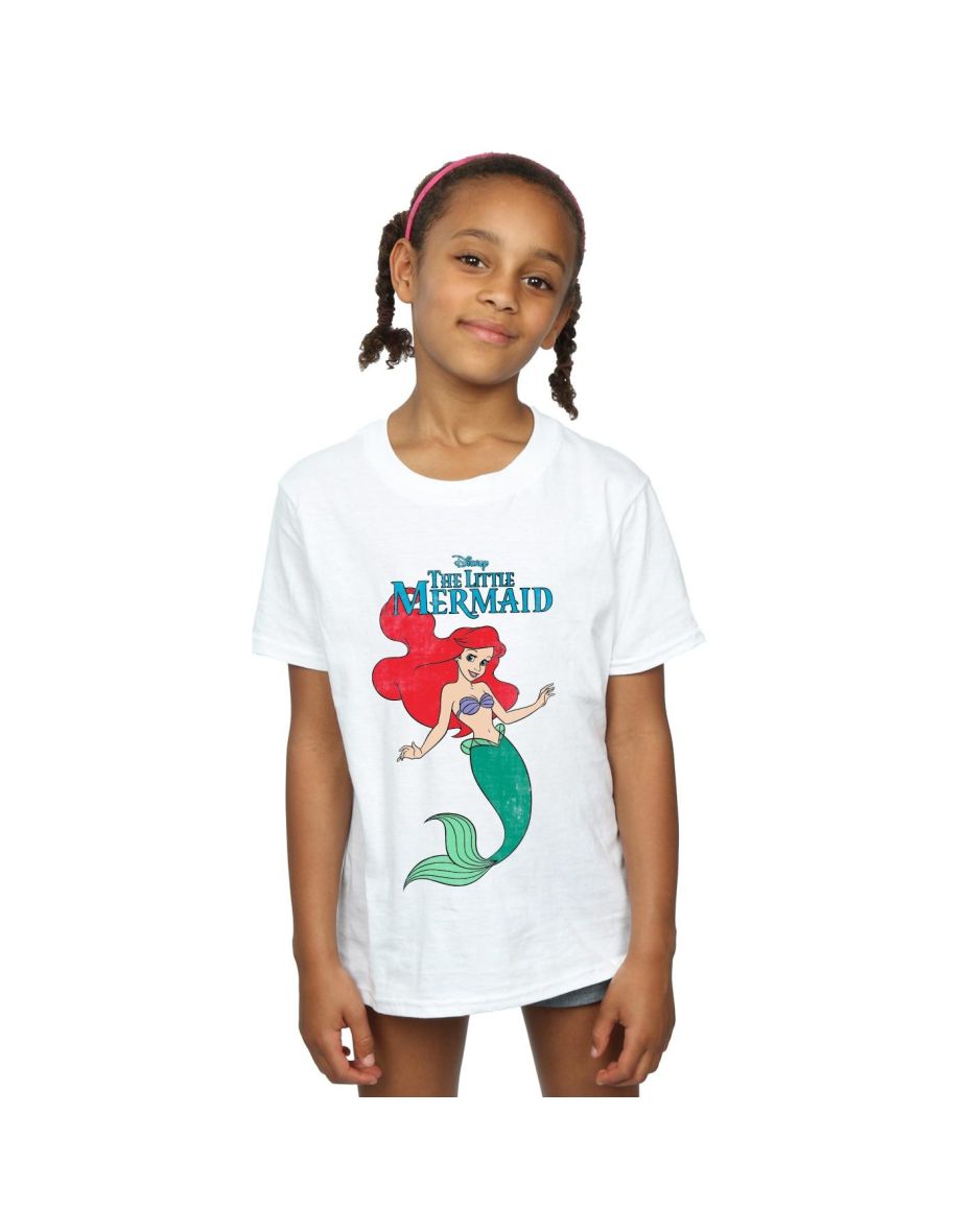 Disney Girls The Little Mermaid Line Ariel Cotton T-Shirt - White