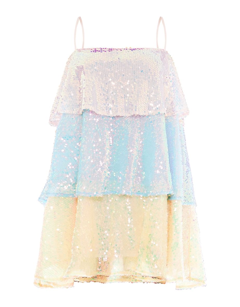 Petite Multi Sequin Tiered Ruffle Mini Dress - 4