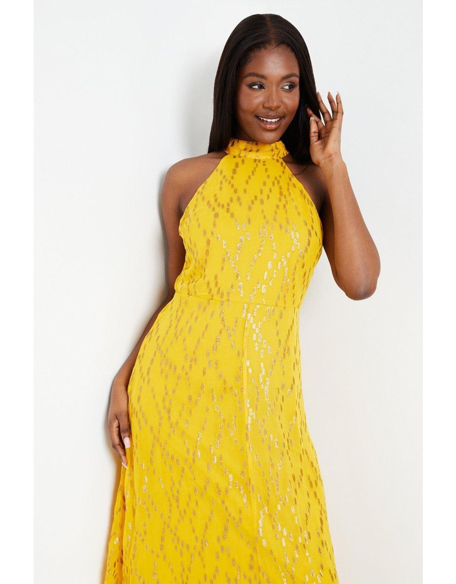 Halter Neck Fil Coupe Maxi Dress - 3