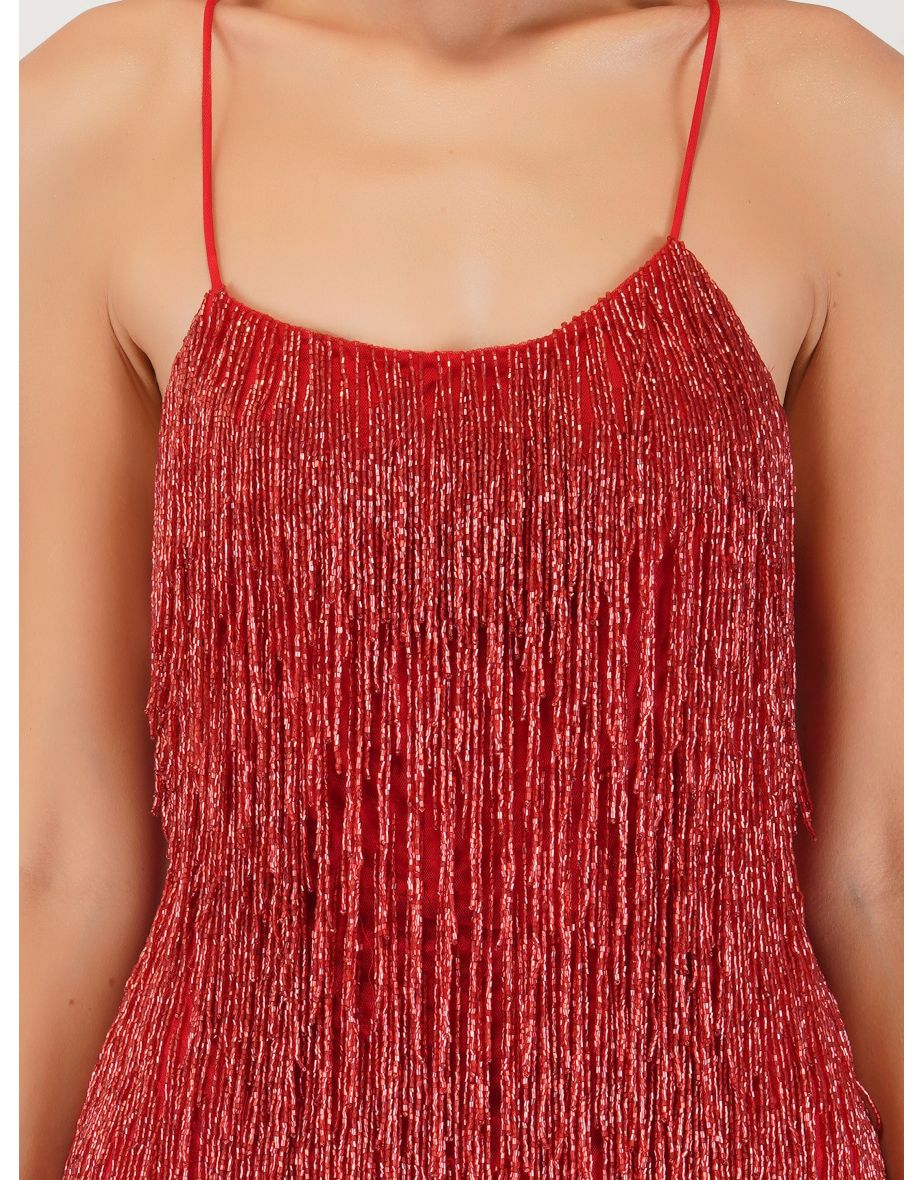Anita Red Tassel Mini Dress - 9