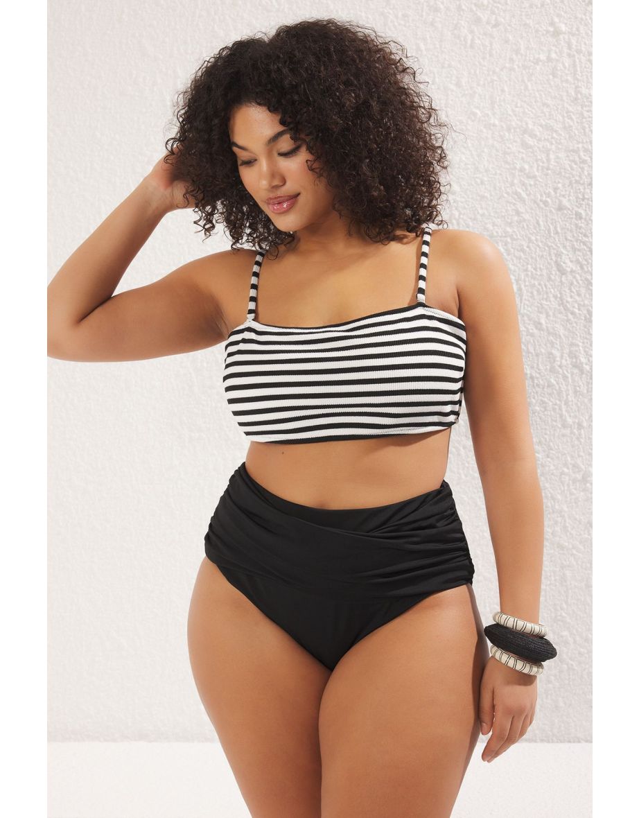 Multicolored Striped Rope Strap Staplez Plus Size Bikini Top