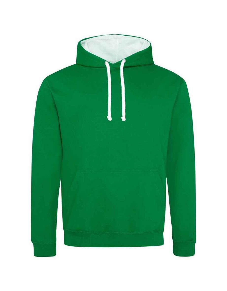 Awdis Womens/Ladies Varsity Hoodie - Kelly Green/Arctic White