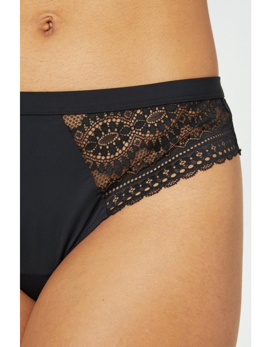 Recycled Lace Thong - black - 2