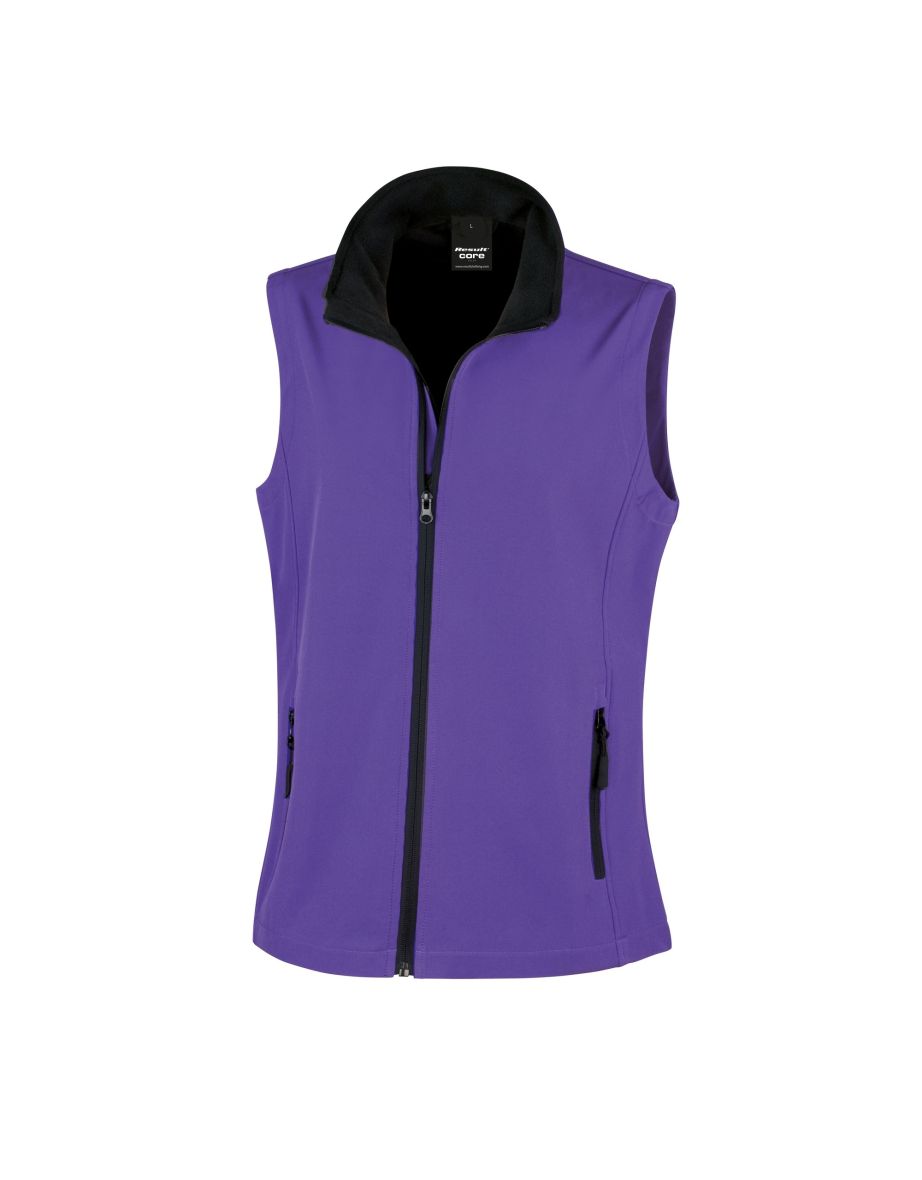 Result Core Womens/Ladies Printable Softshell Bodywarmer - Purple /Black
