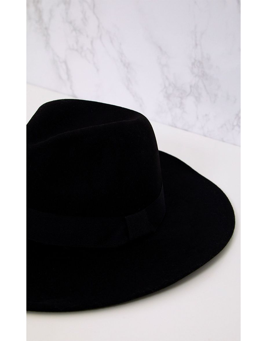  قبعة فيدورا لون أسود  - 4