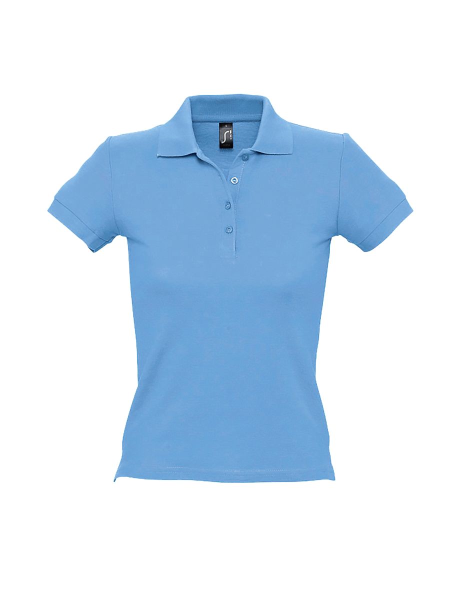 SOLS Womens/Ladies People Pique Short Sleeve Cotton Polo Shirt - Sky Blue