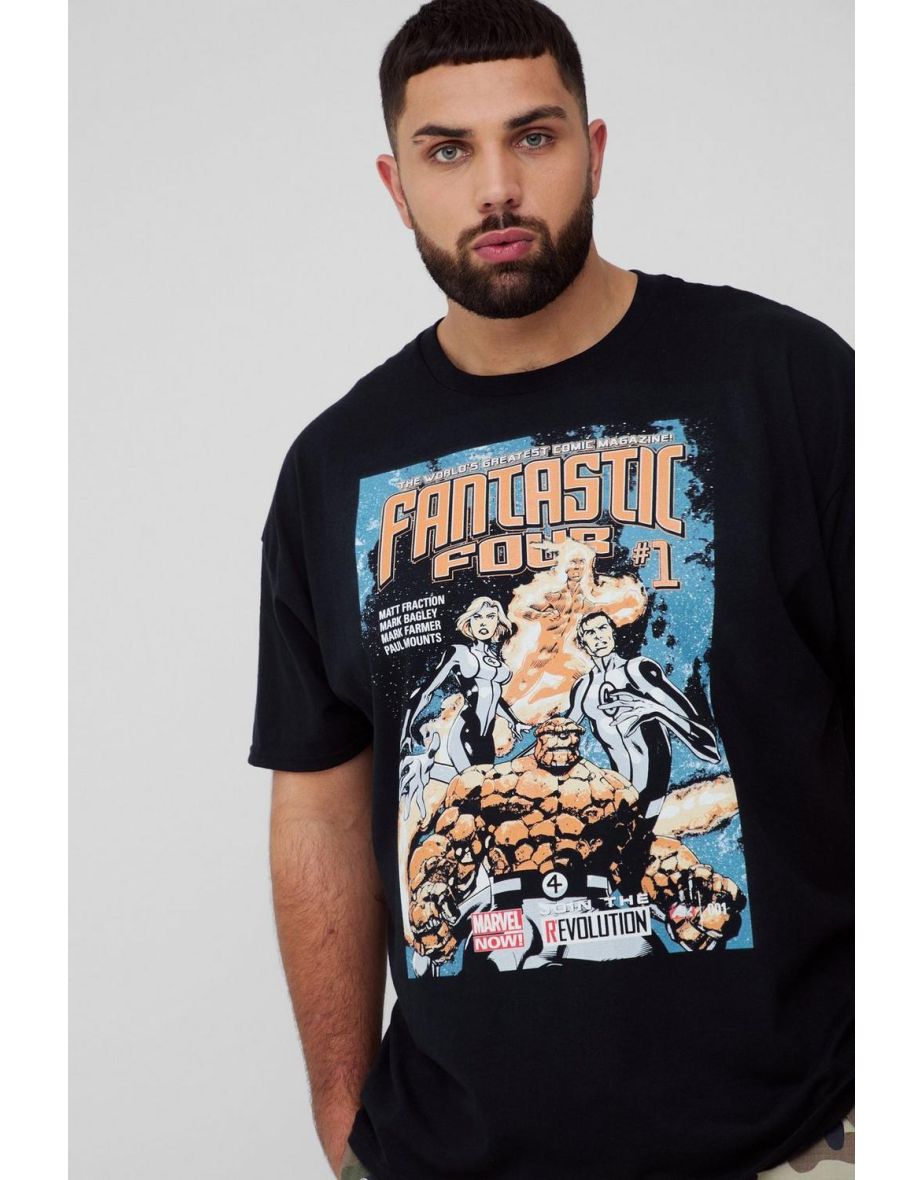 Plus Oversized Fantastic Four Comic License Print T-Shirt - black - 2