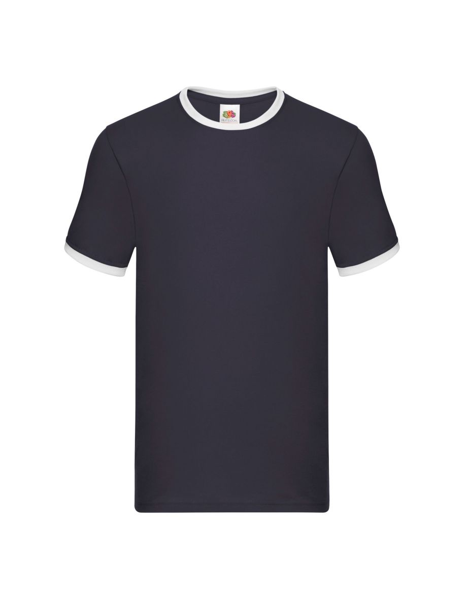 Fruit of the Loom Mens Ringer Contrast T-Shirt - Navy/White
