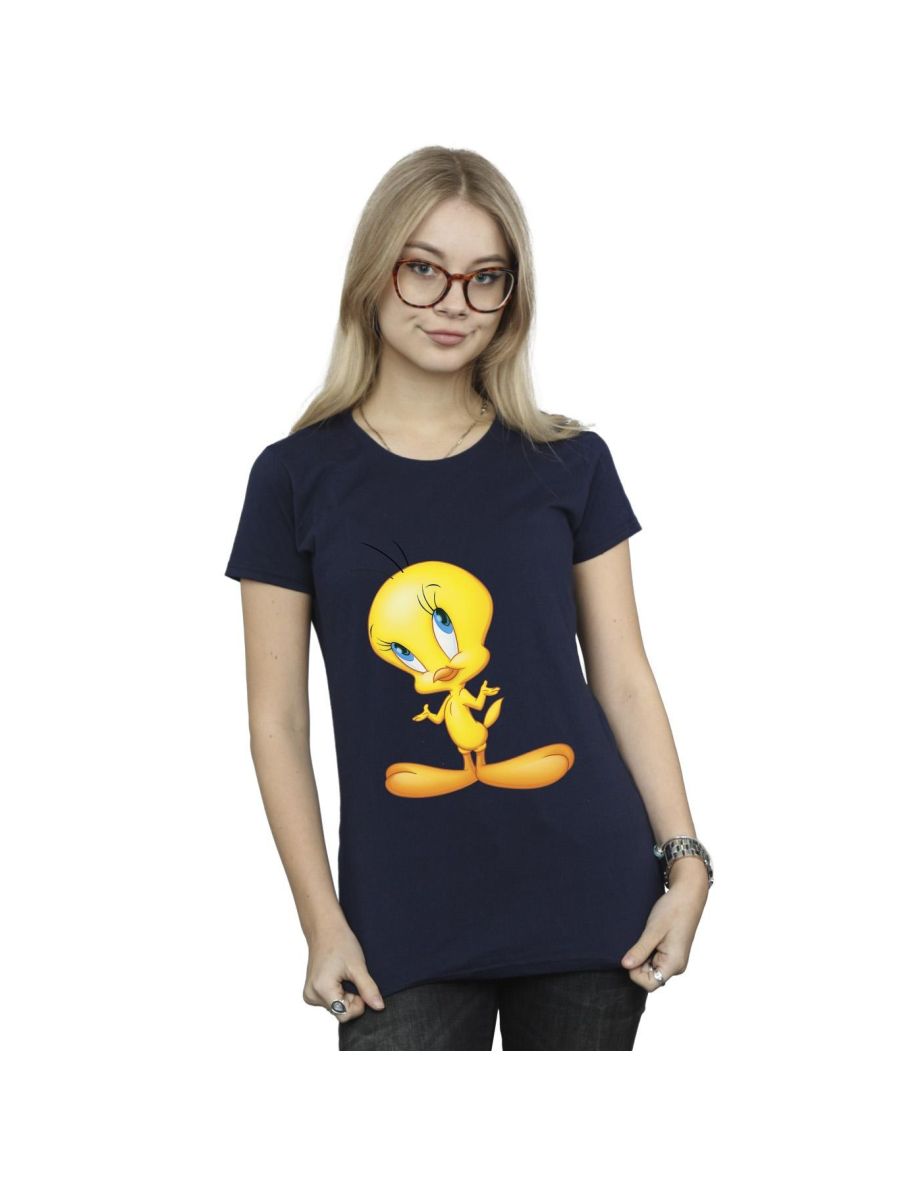 Looney Tunes Womens/Ladies Tweety Standing Cotton T-Shirt - Navy Blue