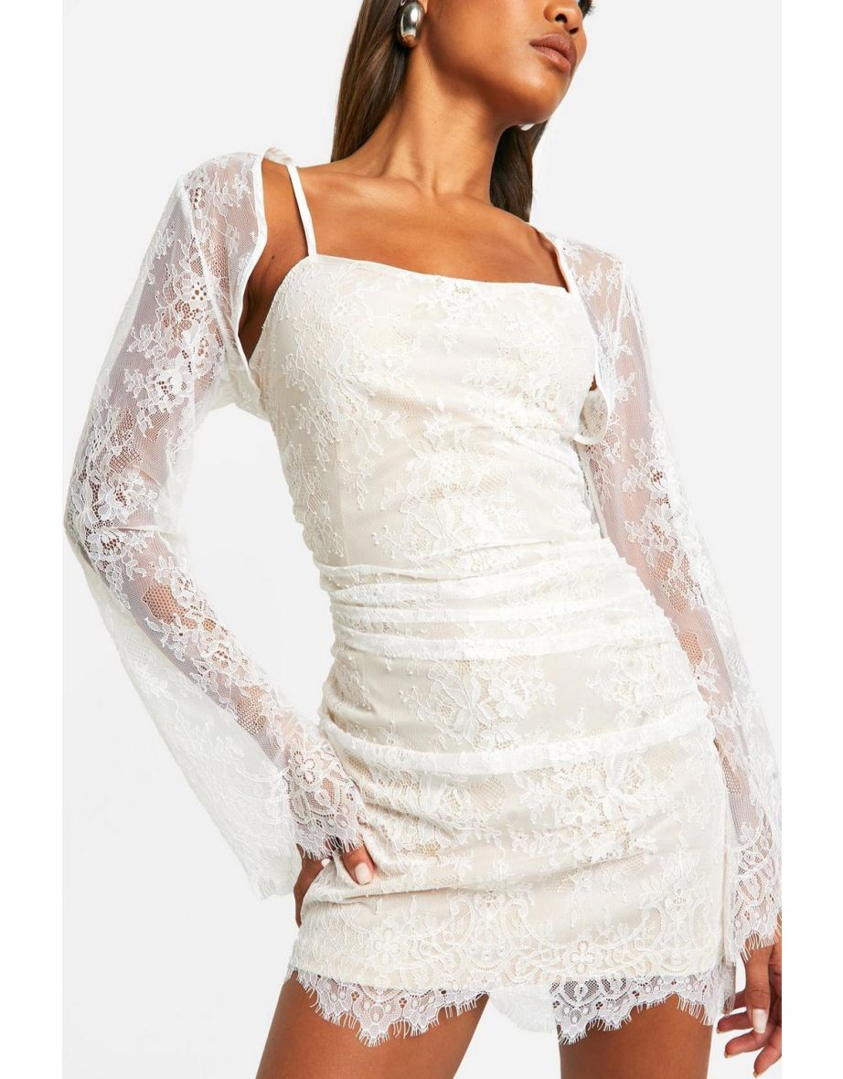 Lace Bodycon Mini Dress - ivory - 3
