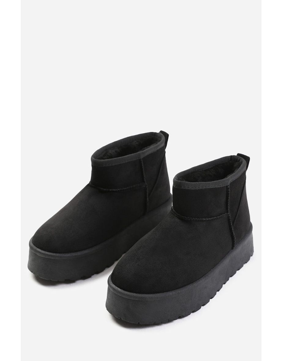 OAK FAUX FUR LINING PLATFORM ANKLE BOOTS IN BLACK SUEDE - 2