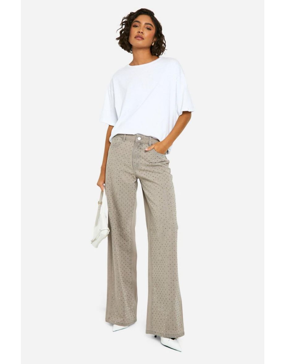 Tall Diamante Embellished Wide Leg Jean