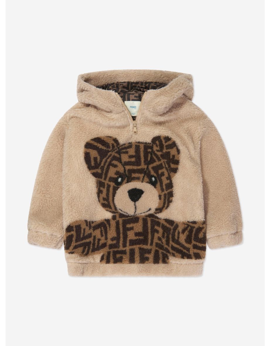 Kids Wool Bear Hoodie in Beige