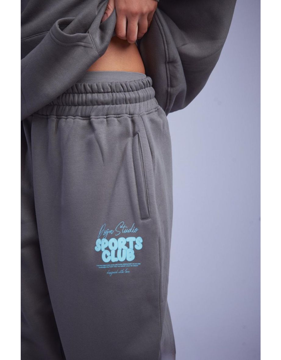 Dsgn Studio Sports Bubble Slogan Cuffed Oversized Jogger - charcoal - 3