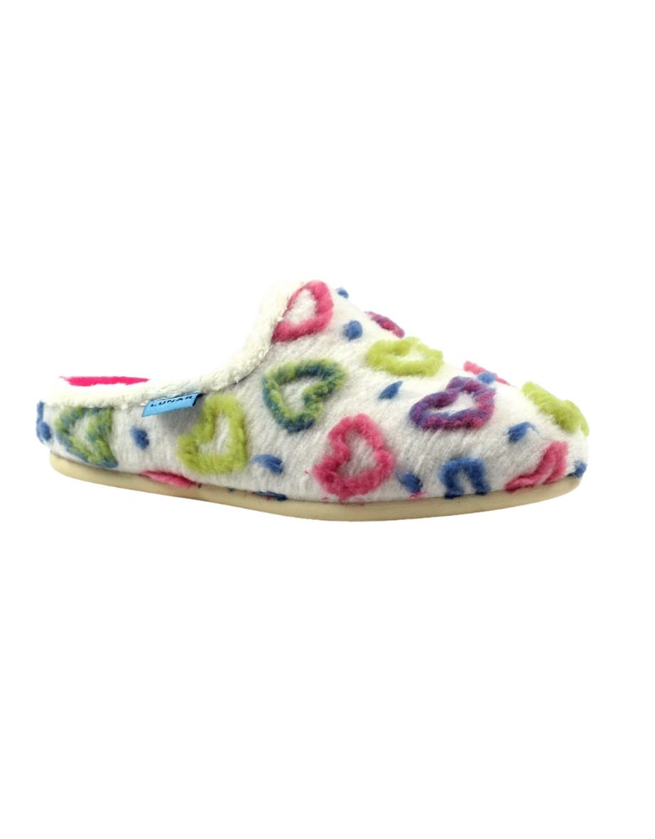 Lunar Womens/Ladies Valentine Mule Slippers - White