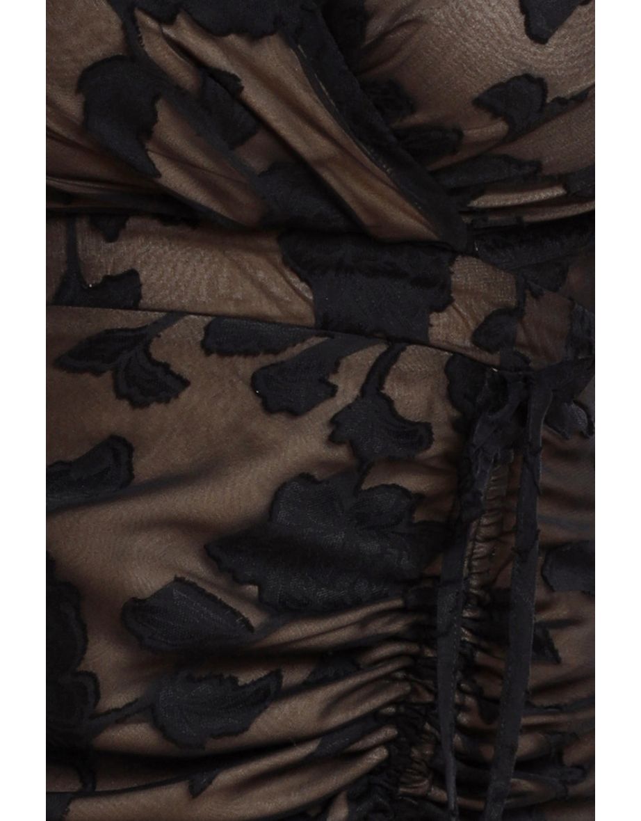 Goddiva Jacquard Chiffon Wrap High Low Midaxi Dress - 3