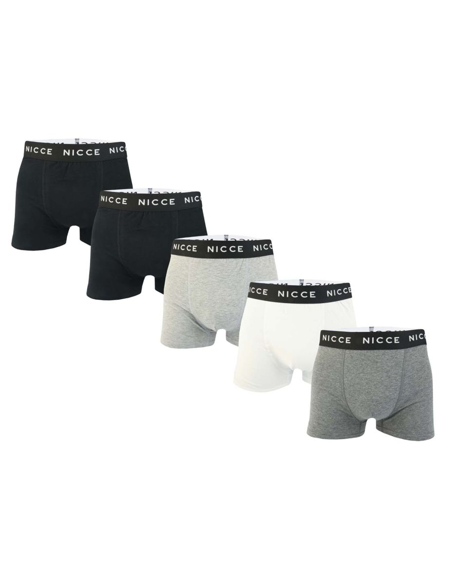 Men's NICCE Haunton 5 Pack Boxer Shorts in Black