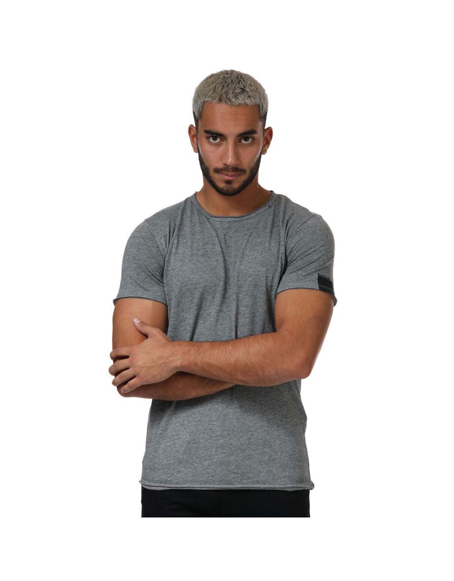 Men's Replay Men Raw Cut Cotton T-Shirt in Grey