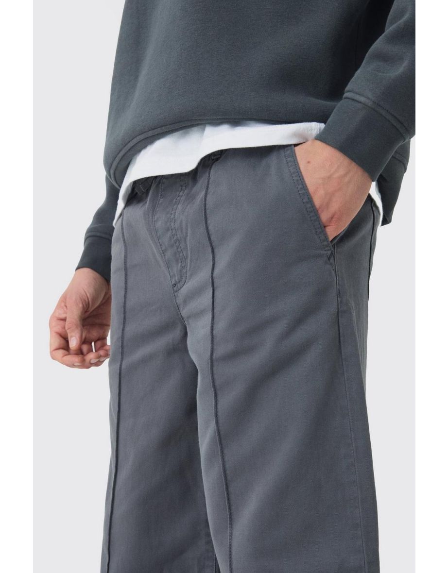 Elasticated Waist Wide Leg Pintuck Chino Trousers - 2