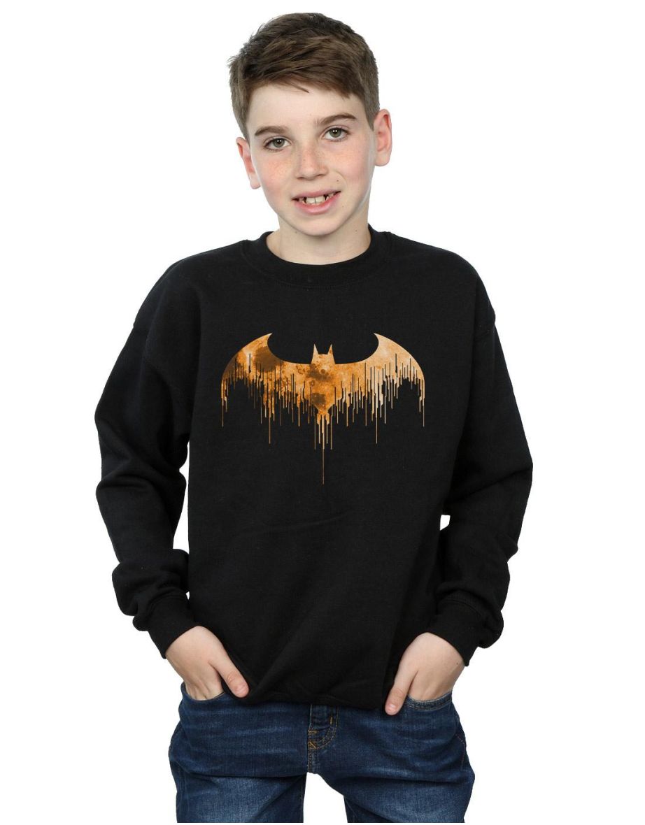 Shop DC Comics Boys Batman Arkham Knight Halloween Moon Logo Fill Sweatshirt Black Online in Bahrain VogaCloset