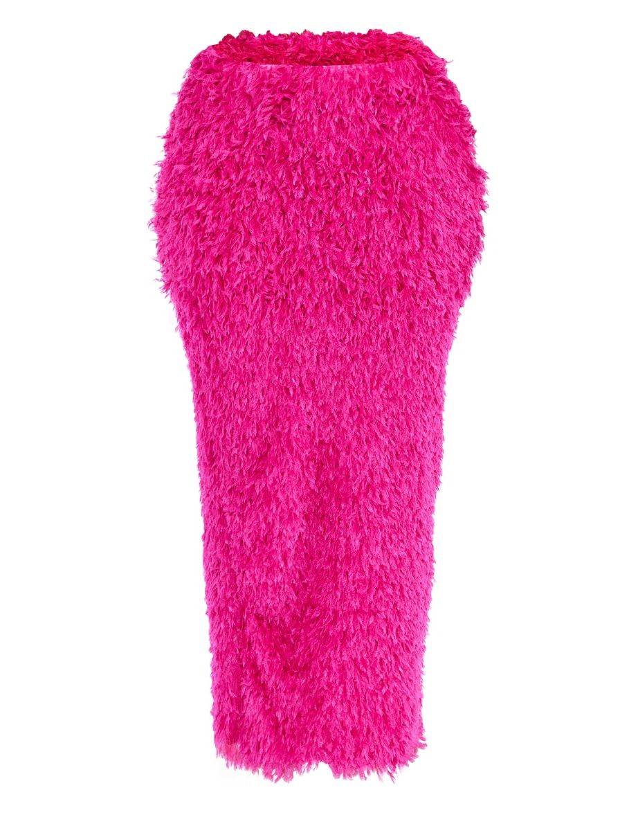 Shape Pink Faux Feather Maxi Skirt - 4