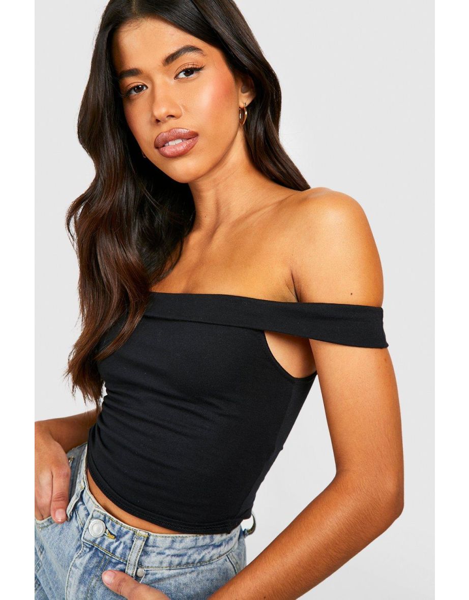 Tall Bardot Crop Top - black