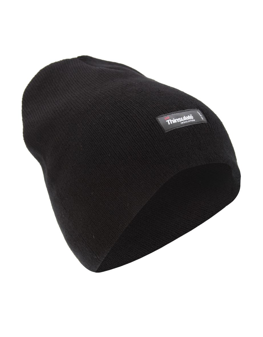 Mens Plain Thinsulate Thermal Winter Beanie Hat (3M 40g) - Black