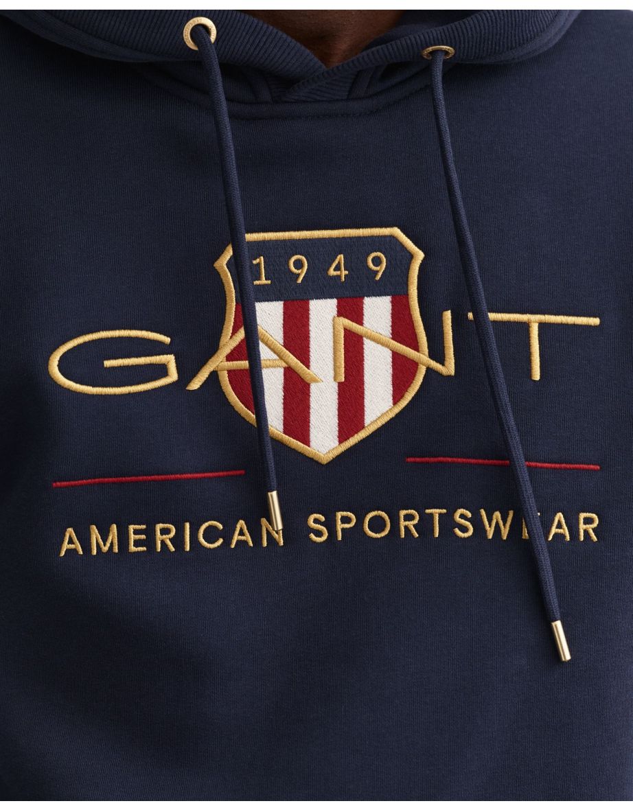 Men's Gant Archive Shield Hoody in Blue - 1