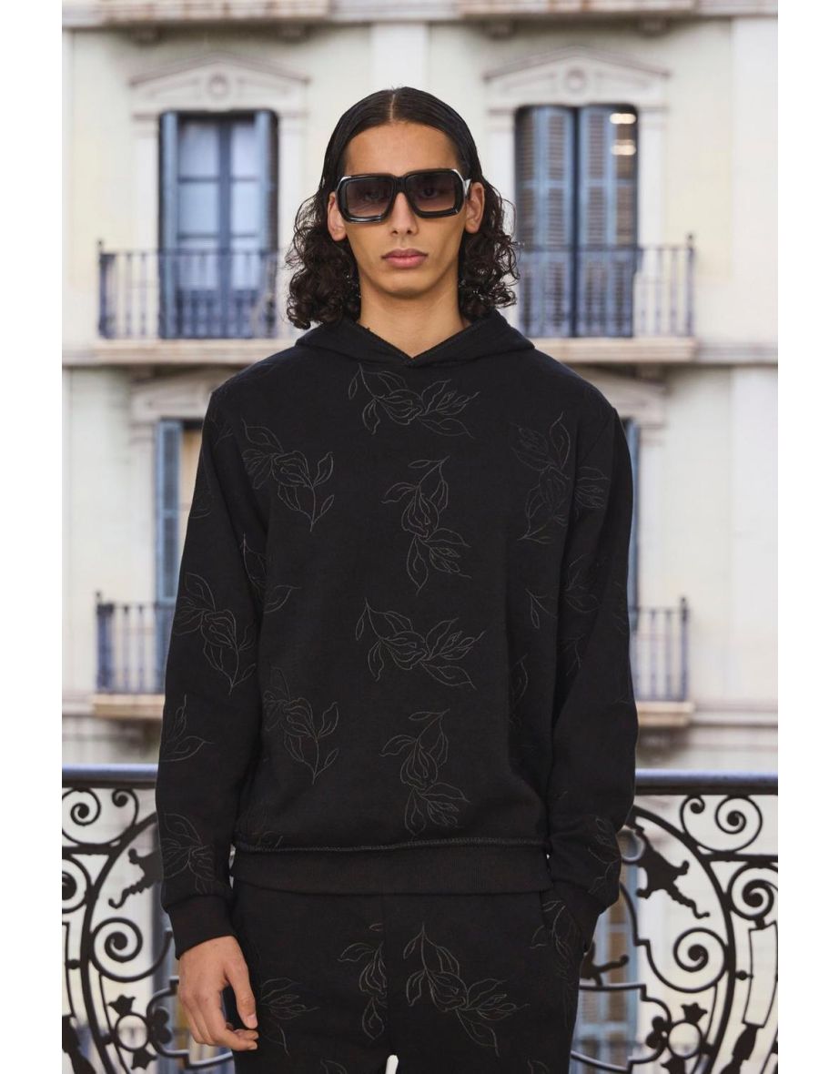 Regular Fit Embroidered Hoodie - black - 2