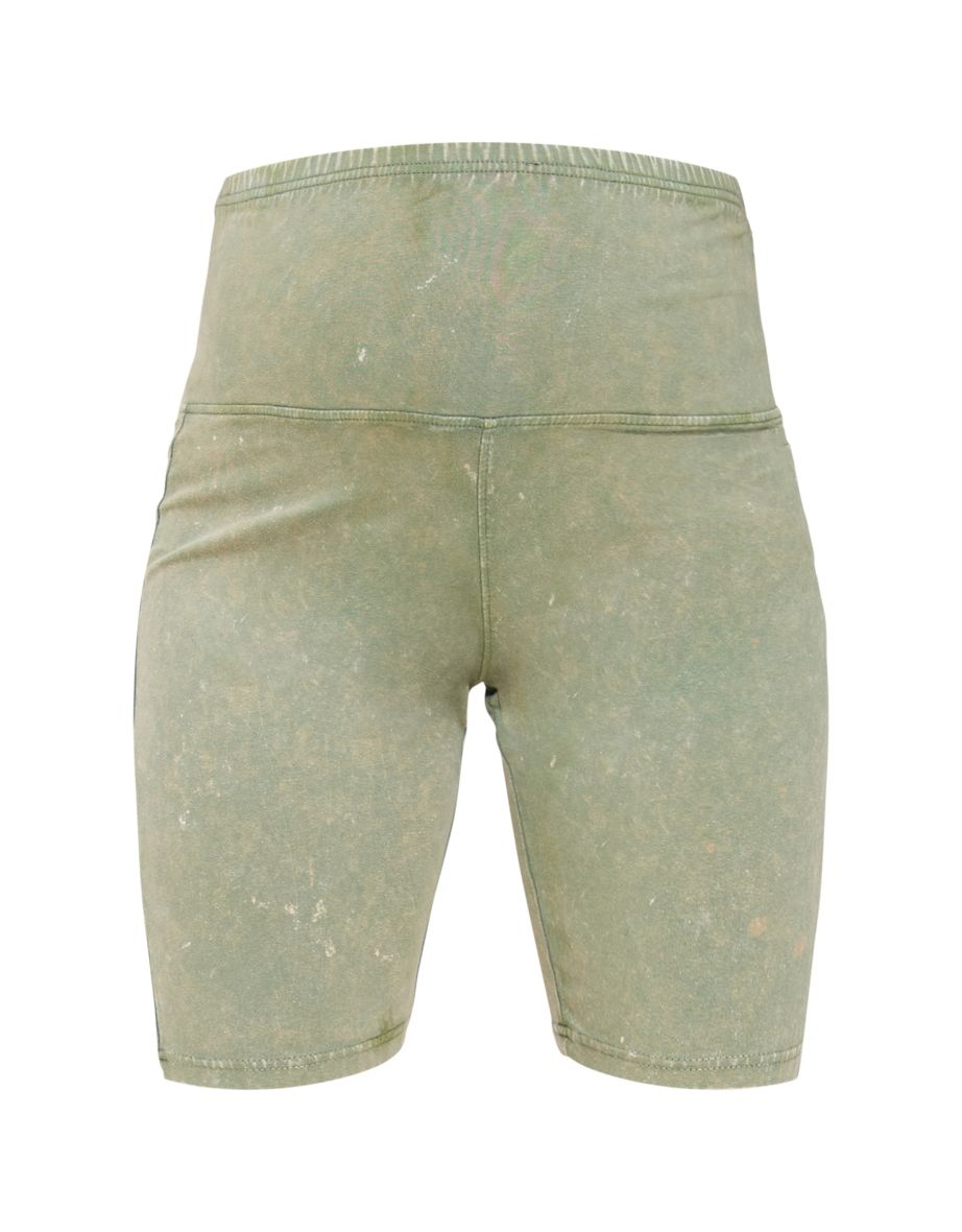 Maternity Khaki Acid Wash Cycle Shorts - 5