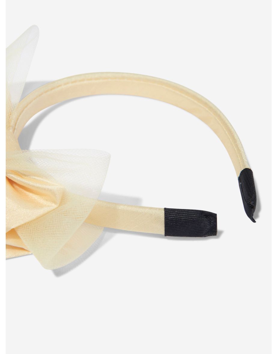 Girls Tulle Bow Headband in Yellow - 3