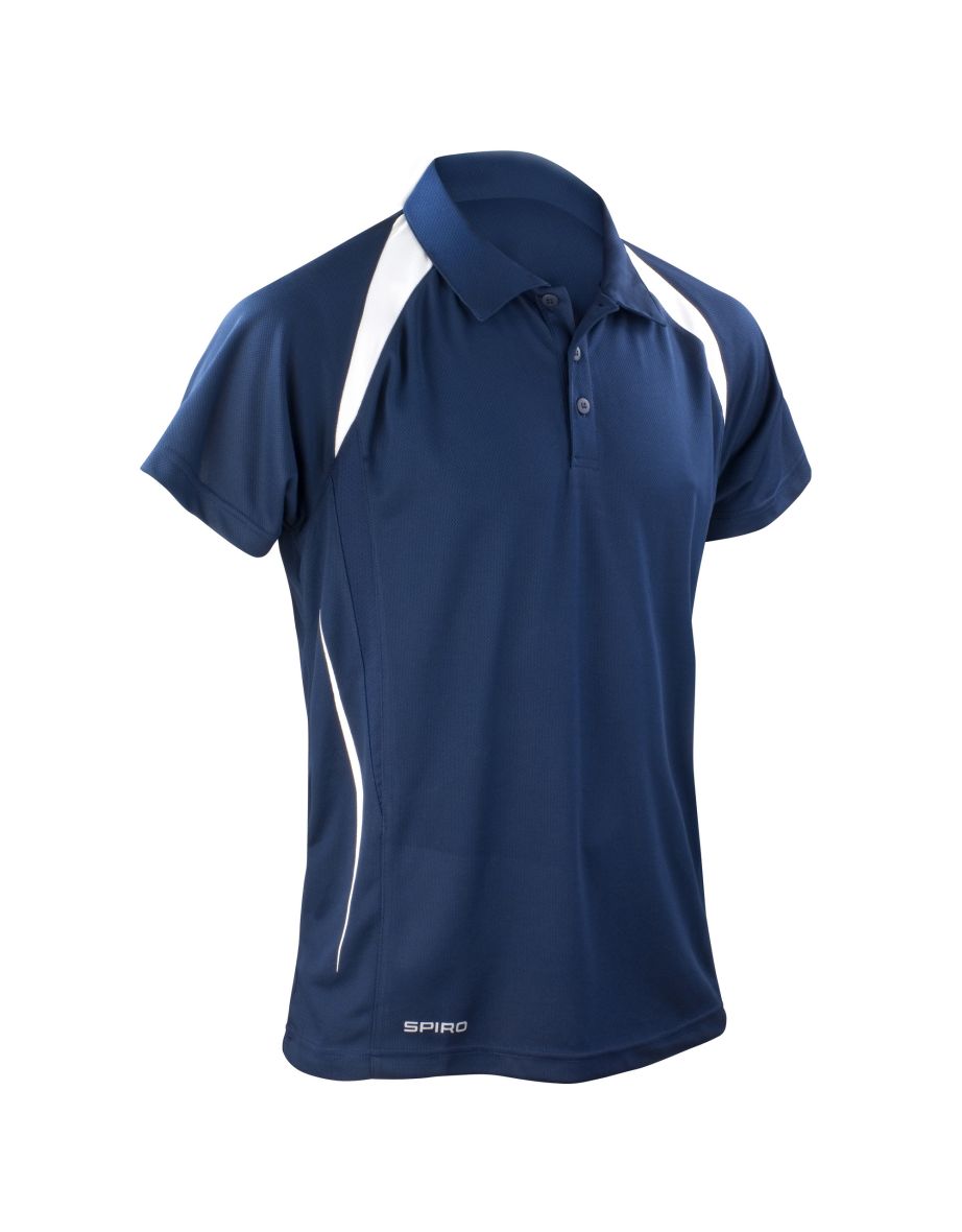 Spiro Mens Sports Team Spirit Performance Polo Shirt - Navy/White