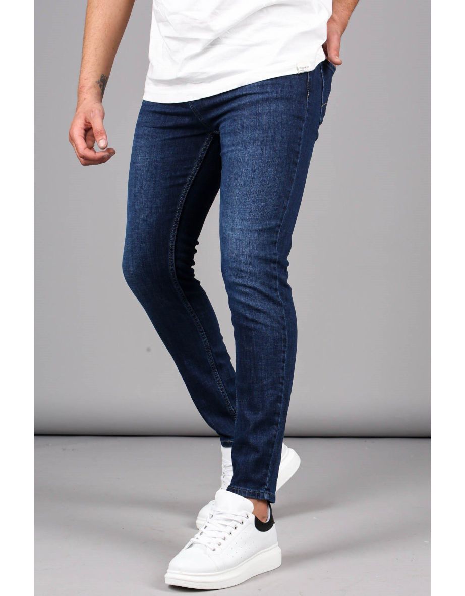 Blue Washed Skinny Fit Men's Jeans