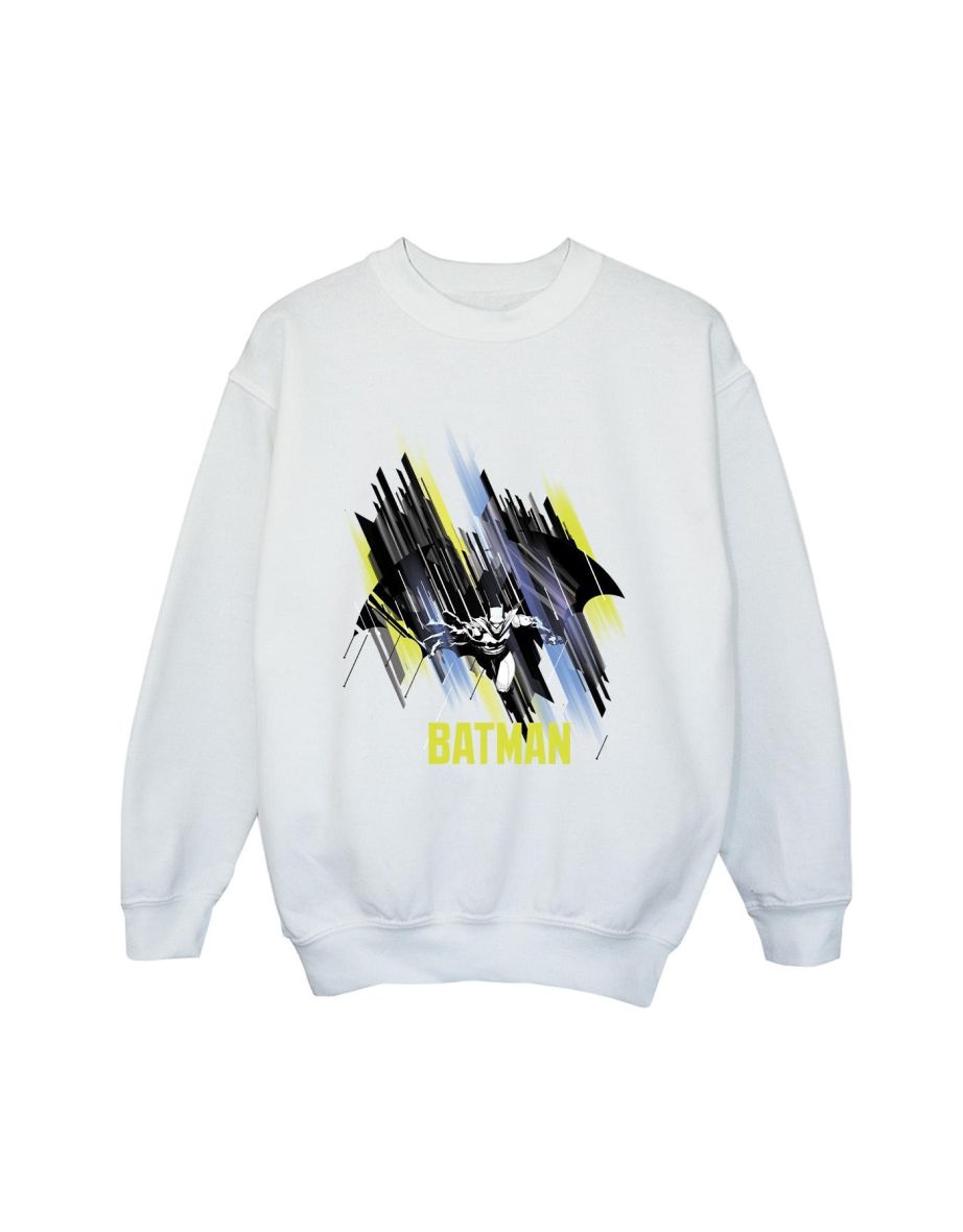 DC Comics Boys Batman Flying Batman Sweatshirt - White - 1