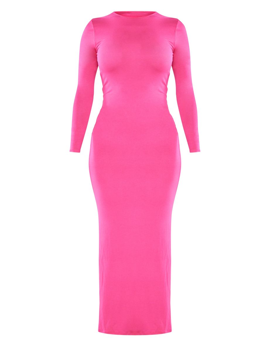 Shape Hot Pink Soft Touch Long Sleeve Maxi Dress - 4