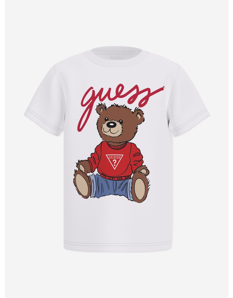 Kids Teddy Bear Logo T-Shirt in White