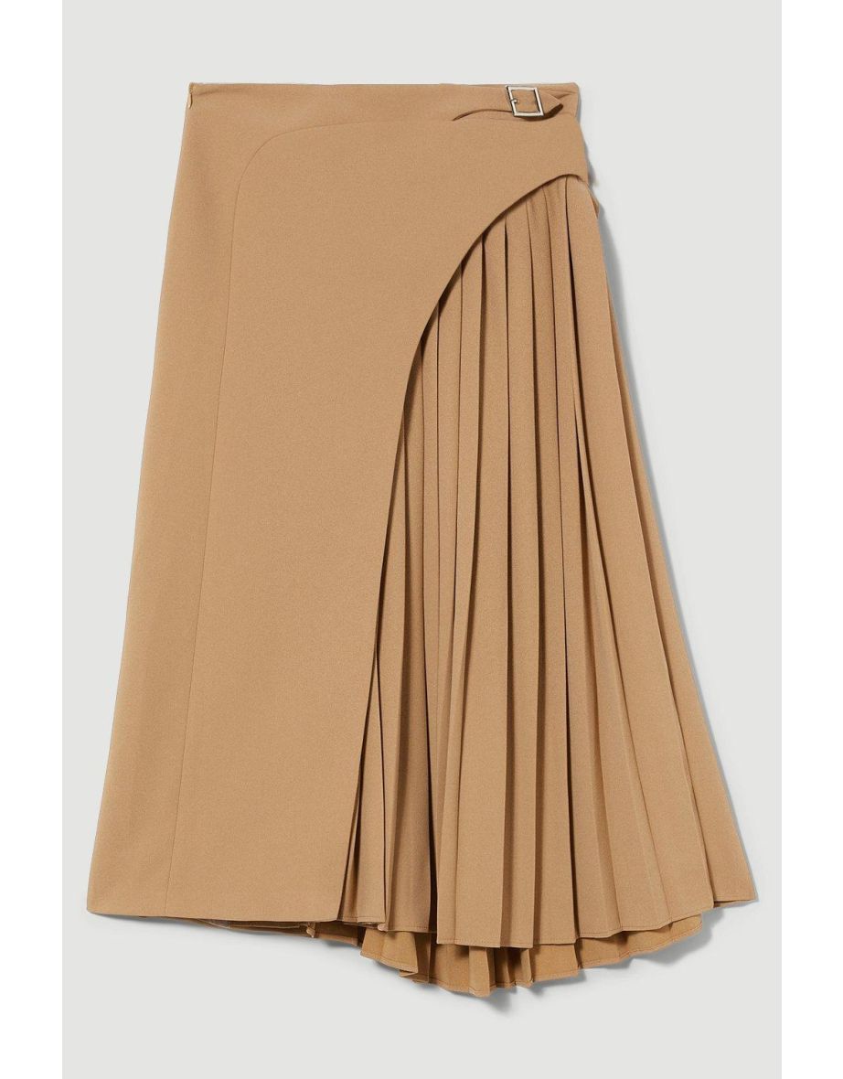 Buckle Detail Pleated Midi Skirt - 3