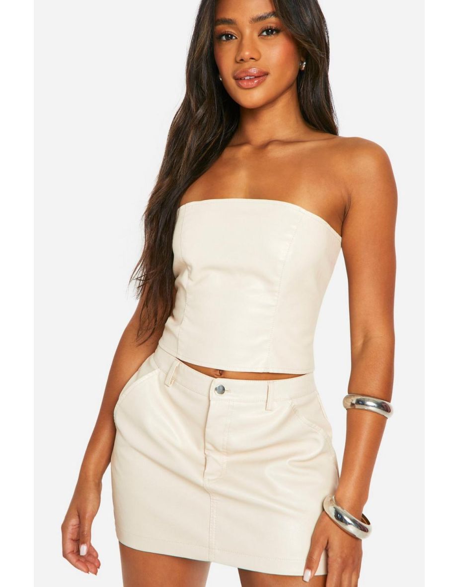 Faux Leather Bandeau Corset Top - 3