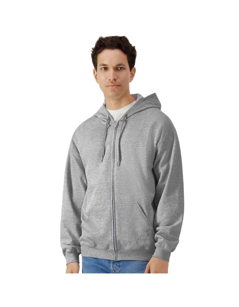 Gildan Mens Midweight Soft Touch Full Zip Hoodie - Sports Grey