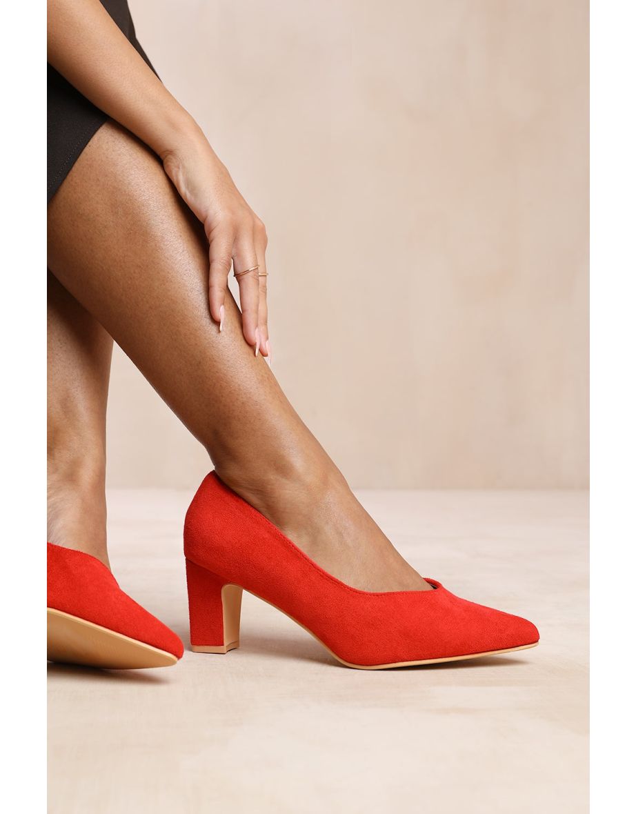 SERENA BLOCK HEEL WITH POINTED TOE IN RED SUEDE - 3