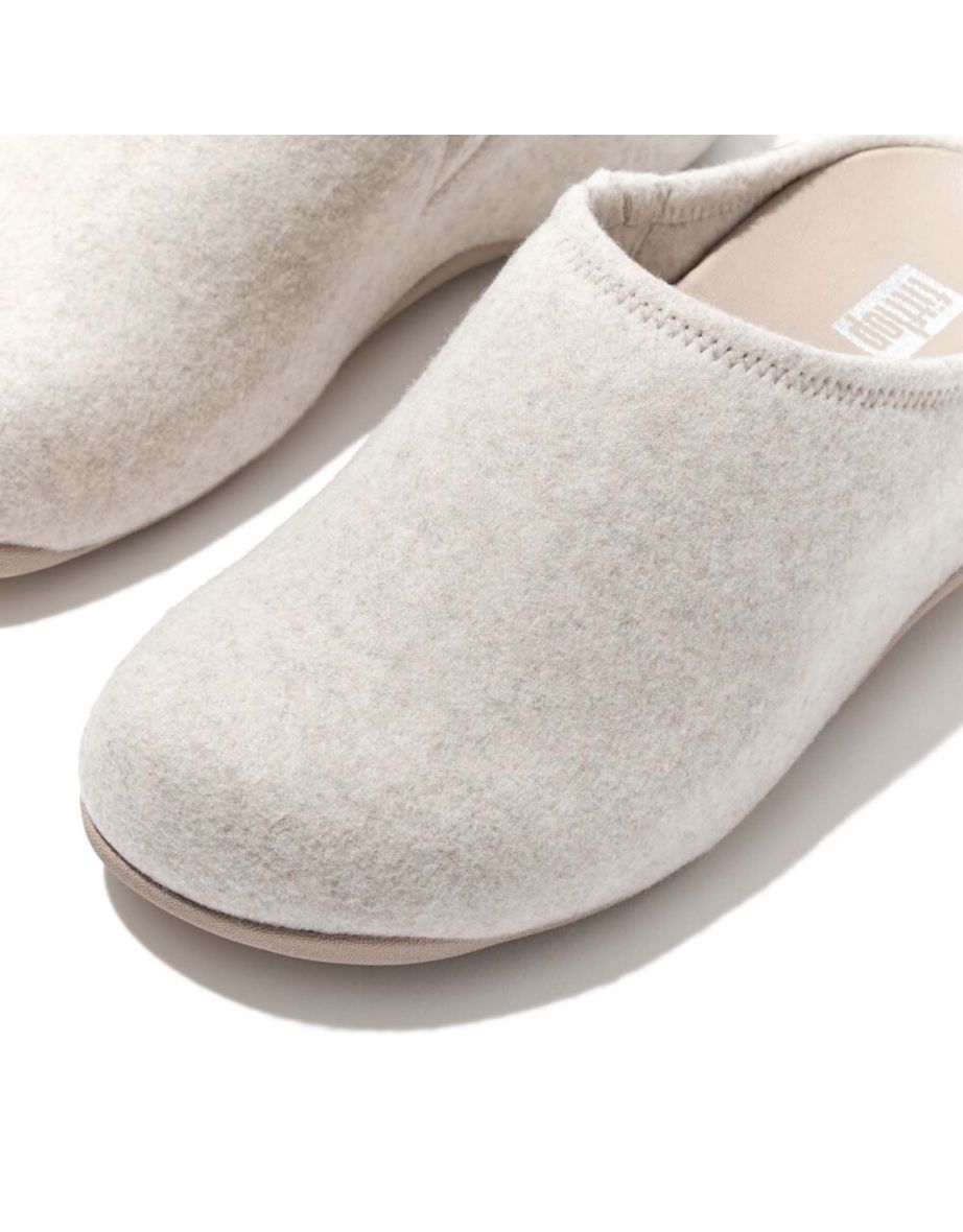 Women's Fit Flop Shuv Felt Clog Slippers in Cream - 4