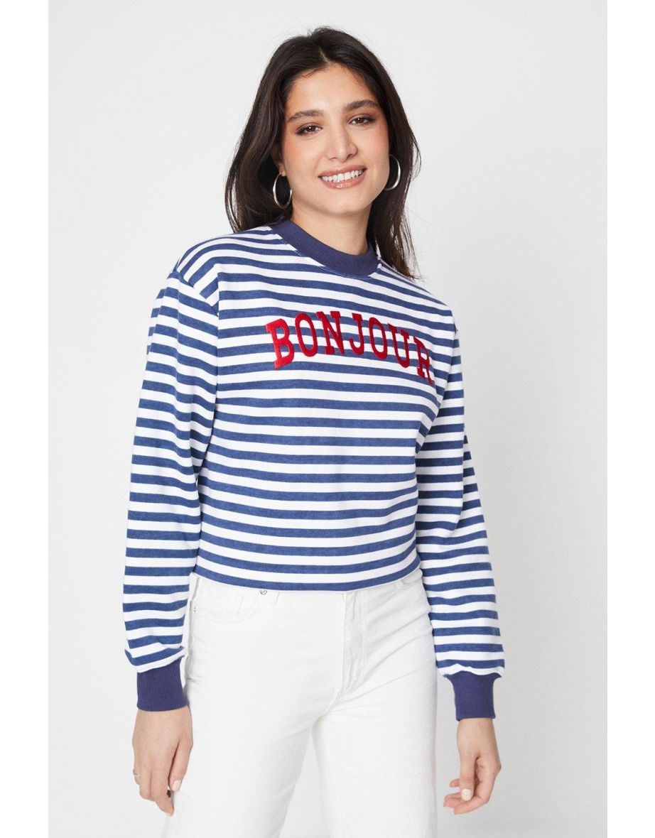 Stripe Slogan Sweatshirt