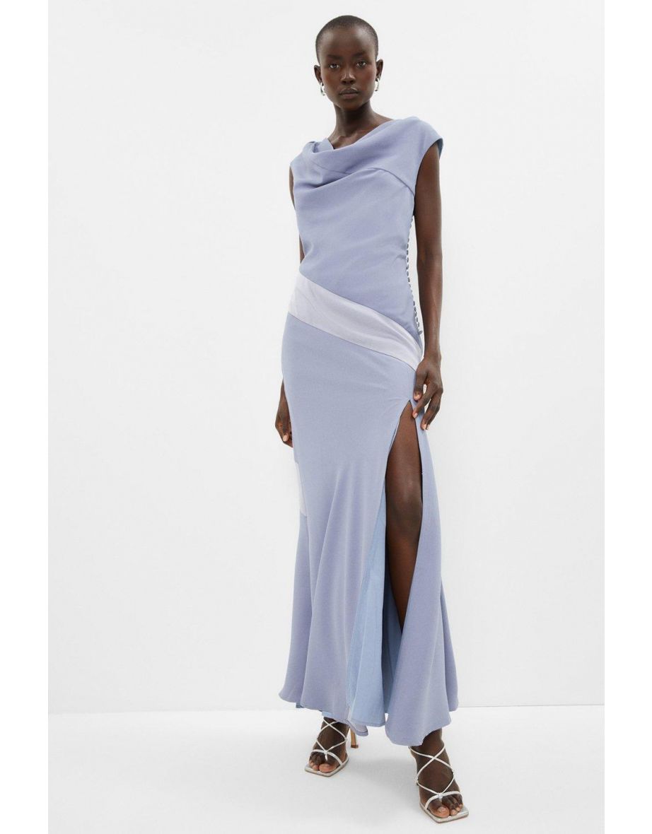 Cowl Neck Satin Maxi Dress