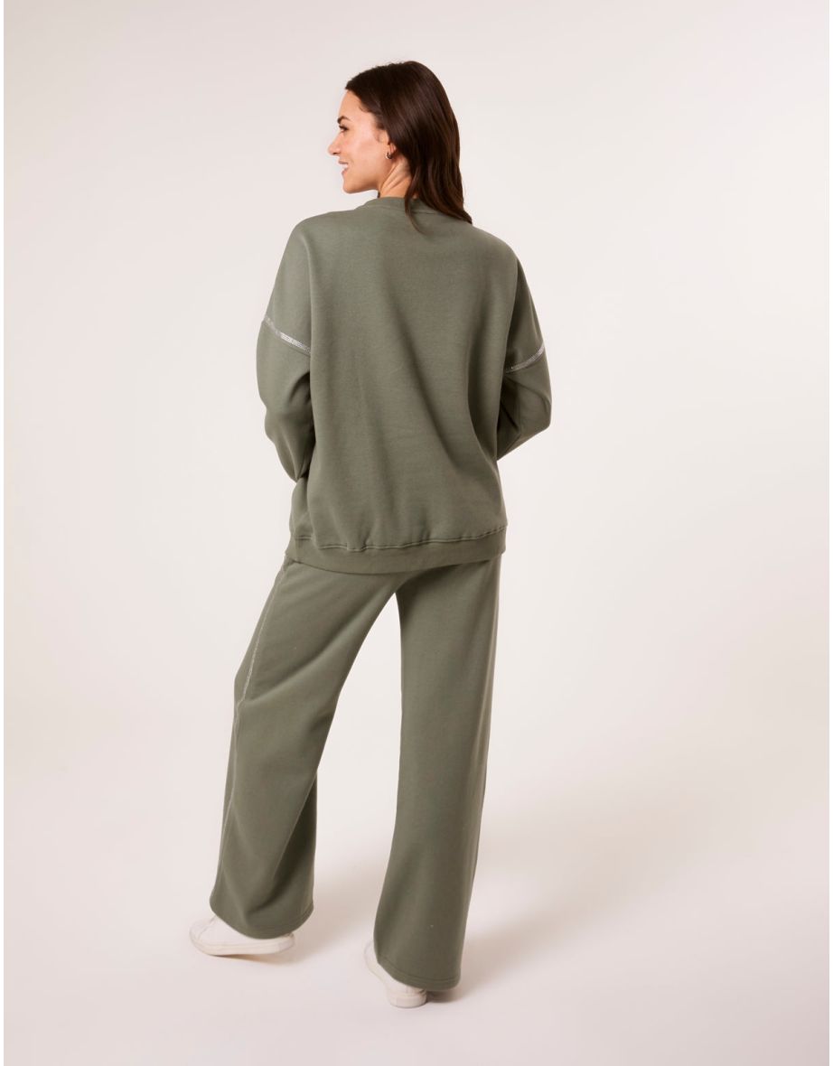 Diamante Embellished Wide Leg Jogger Set - 4