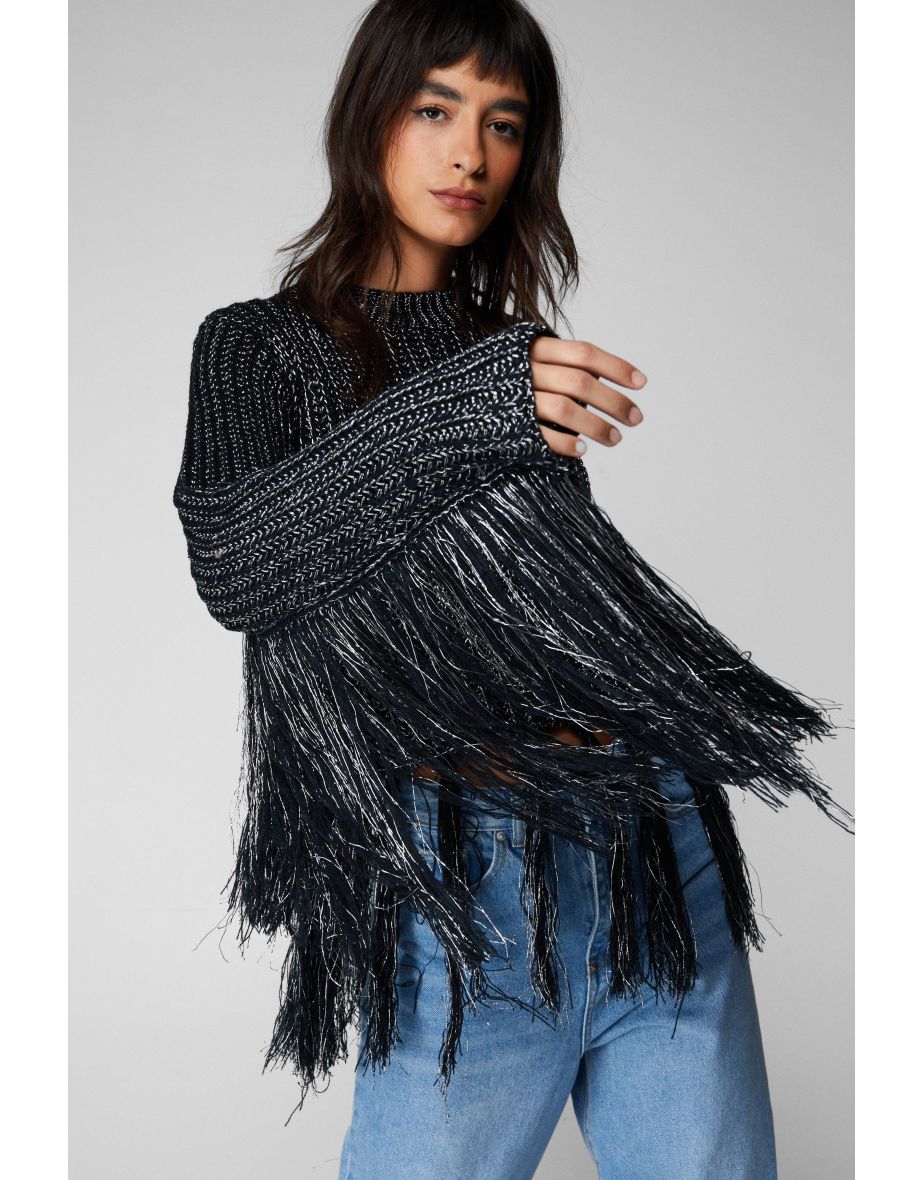 Fringe knit outlet sweater