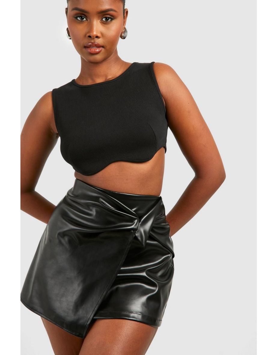 Dorothy perkins tall black faux-leather mini skirt best sale