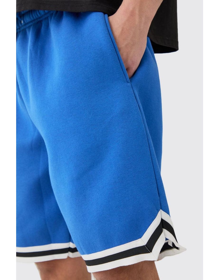 Oversized Mid Length Jersey Tape Basketball Short - blue - 2