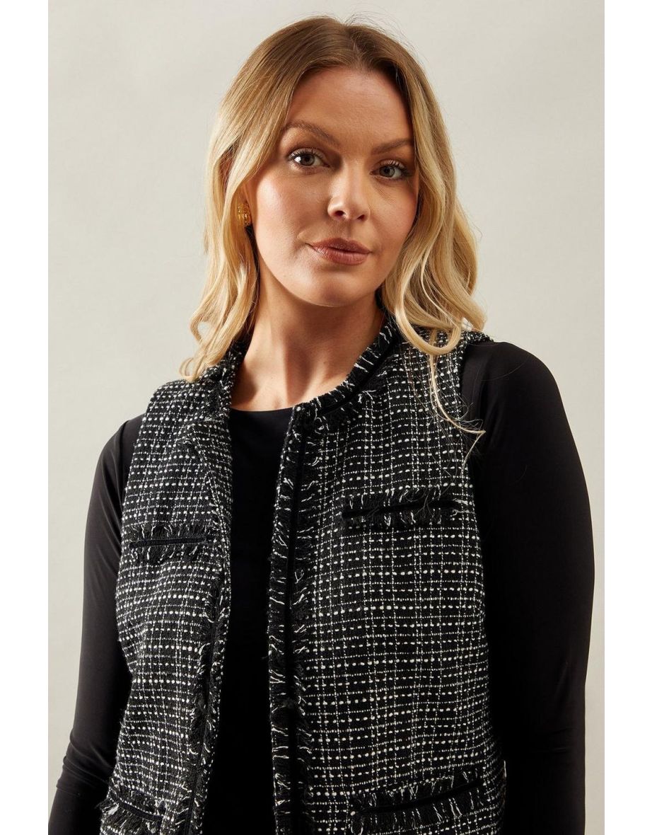 Sleeveless Tweed Jacket - 3