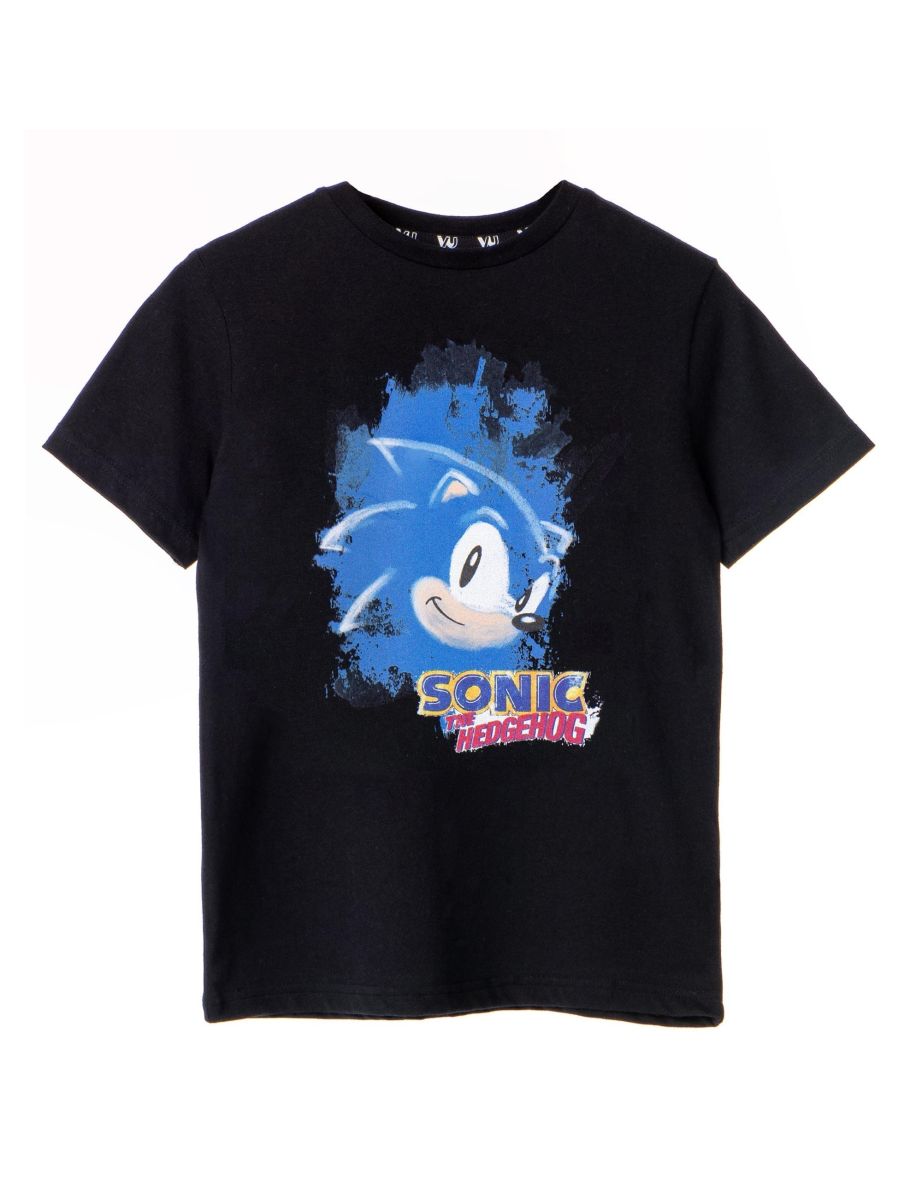 Sonic The Hedgehog Boys Watercolour Short-Sleeved T-Shirt - Black